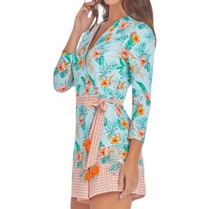 Cabana Life Women XL Napa Tropical Floral Wrap Shorts Romper Vacation Resort